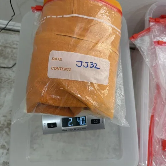 FLAN Jacket Mens Large Orange White Ombre Dip Dye Zip Front Work Chore Cotton